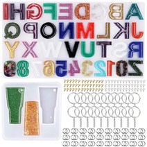 EuTengHao 222 개 세트 큰 알파벳 수지 실리콘 몰드 세트 후방 캐스팅 문자 번호 에폭시 몰드 북마크