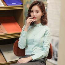 긴소매 상의 직업 화이트블라우스 여성 카고 작업복 허리보정 핑크 와이셔츠 일찍이 봄 2333877139