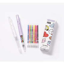 한정판 유니 스타일핏 볼펜0.38mm BT21홀더리필단품세트, 레드