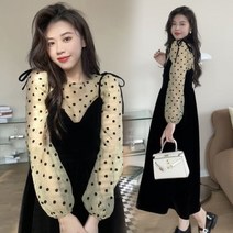 춘도트 이너+벨벳 나시 원피스 임산부 세트