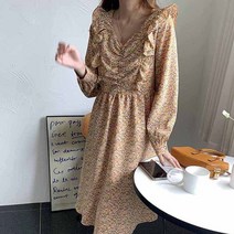 제이앤티 플라워 롱 원피스 스퀘어넥 루즈핏 롱원피스 꽃무늬 러블리한