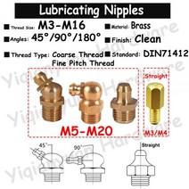 구리스니플 자재 조인트 밸브 멀티 덕트 황동 윤활 니플 콘 유형 45 ° 90 및 직선 유압 그리스 피팅 디깅 패스너 1 개-10 개 DIN71412 M3 ~ M16, 구리스니플 Straight_M8xP1.0 (5Pcs)