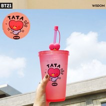 BT21 미니니 피규어 아이스 텀블러 빨대 컵 콜드 컵 알제이 타타 쿠키 치미 코야 망 휴대용 여행용 음료 커피, 치미/CHIMMY