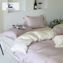 구스이불 양모이불 Liv-Esthete 더블 컬러 100% 실크 침구 아름다움 선물 플랫 시트 베개 우아한 퀸 킹 이불 커버 침대 여름