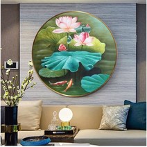 minjing 3D전체DIY 큐빅 보석 십자수세트 어취 연꽃 현관 큐빅 신품 거실 신중석 원형, 1개, 100*100cm