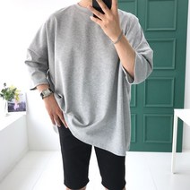 놈시크 박스 오버핏 망토 7부 특양면 여름 반팔티셔츠 빅사이즈