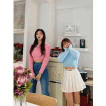 앙고라 크롭 비비드 컬러 니트티 4Color