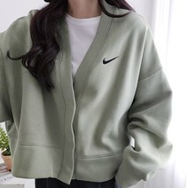 나이키 여성 피닉스 플리스 오버핏 가디건 Oil green