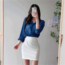 셀러허브 패션 테일러 카라 브이넥 커프스 소매 셔츠 블라우스
