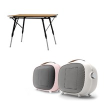 에이그라운드 미니 팬 히터 AH-800W 1+1 소형 가정용 전기온풍기 캠핑용 히터, 아이보리+핑크+900롤테이블
