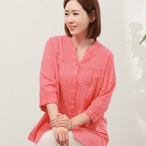 엄마옷 백합사 차이나 7부 아사 블라우스[SBMN] 아사면 여성용 마담 미시옷