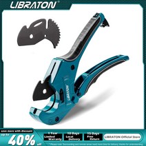 Libraton PVC 커터 최대 42mm 래칫 파이프 호스 교체 블레이드 포함 배관 용 플라스틱, 01 Ratcheting Cutter