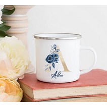 머그컵 맞춤형 커피 머그잔 개인 맞춤 에나멜 컵 초기 이름 생일 어머니의 날 결혼식 약혼 선물 신부 들러리, [23] W
