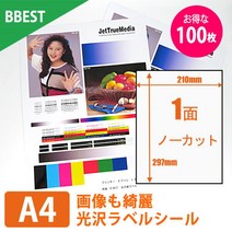 BBEST 라벨 씰 노 컷 광택지 라벨 씰 A4 100장들이 잉크젯 프린터용 끊김 없음 업무용 라벨