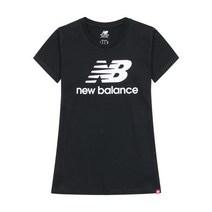 [뉴발란스] NB 에센셜 스택드 로고 반팔티 블랙 여자 티셔츠 면티 WT91546-BK