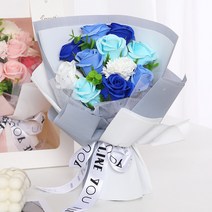 장미 비누 꽃 시뮬레이션 꽃다발 카네이션 스승의 날 어머니의 날 선물, 블루 선물 가방
