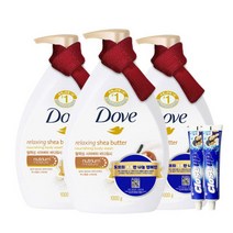 도브 바디워시 쉐어버터 1L x 3개+치약2개, 도브 바디워시 쉐어버터 1L x 3