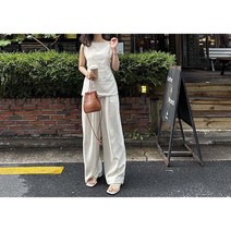 린넨 와이드 슬랙스 톰보이 팬츠 투핀턱 마 바지