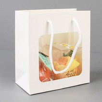 창봉투 사각 손잡이 종이 봉투 가방 쇼핑백 화이트-소