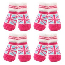 퍼피아 영국국기 강아지 미끄럼방지 양말 8p, 핑크