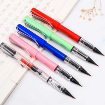 만년필형태 붓펜 컨버터포함 족제비 서예 브러쉬 펜형, 핑크화이트UK01141