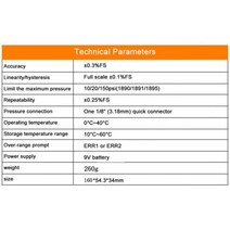 마노미터 기압계 차압 디지털 공기 압력 측정기 차동 게이지 가스 테스터 압력계, WHITE