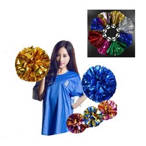 빛나는 반짝이 치어리더 플라워 단체 응원 꽃 볼 수술 운동회 체육대회 어린이집 댄스 소품 빨강 레드, H 컬러풀