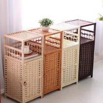 라탄 협탁 침대옆테이블 수납장 서랍장 틈새인테리어, 브라운