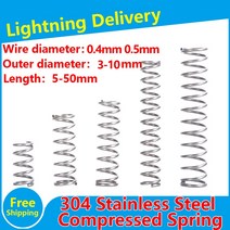 스테인레스 스틸 압력 스프링 304 SUS 압축 와이어 직경 0.4mm 0.5mm 10 개, 0.4mm_9mm, 07 35mm_01 0.4mm_07 9mm
