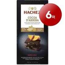 Hachez 하세스 독일 직배송 77% 카카오 다아리바 망고 초콜릿 바 100g Cocoa dArriba Tafel Mango schokolade, 6팩