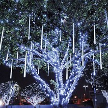 지아이비 태양광 충전 LED 400구 50cm 스노우펄 유성우, 화이트