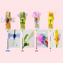 고양이 소리나는 장난감 깃털 스틱 봉 막대장난감 흥미 반려동물 교감 애완용품 선물, 1개