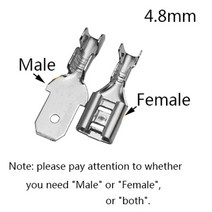 100pcs 2.8mm 4.8mm 6.3mm 플러그 스프링 여성 남성 스페이드 콜드 압착 단자 커넥터 자동차 스피커 전기 와이어 커넥터 세트, 실버 4.8mm, 여성50pc 남성50pc