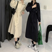 시밀러룩 트렌치 스트랩 셔츠 롱원피스