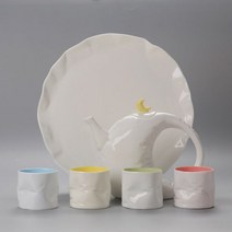 블랙 자사 보이차 다기세트 자사호 다완 풀세트 다도, 6개_컬러 달 포트 6종 세트