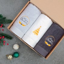 어메니티타올 크리스마스 40수 코마사 180g 3장 수건 선물세트 망년회, 색상 골고루