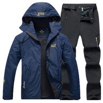 겨울 방한 세트 낚시복 방수 상하의 점퍼 바지 동계 야상 작업복 자켓 등산 바다 낚시, M, 남 다크블루+밴트