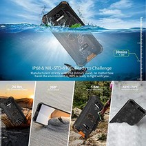 약정 없는 OUKITEL WP5 야외 스마트폰 8000mAh 배터리 야외 휴대 전화 4G 듀얼 SIM IP68 방수 4GB 128GB 확장 가능 Android 10 휴대 전화 글로벌 버전 5.5인치 트리플 카메라 얼굴/지문 ID-33030, 검은색