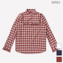 스파오 체크 하이넥 프릴 블라우스_SPBB849G21