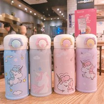 CTT 품질 보증 유니콘 스테인레스 보틀 보온병 350ml 500ml 여행 찻잔 차 커피 보온병 워터 컵|진공 병, 핑크350