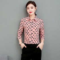 빅사이즈 블라우스 이쁜옷 여성 상의 큰옷 폴카 도트 쉬폰 셔츠 긴 소매 오피스 레이디 버튼 업 블랙