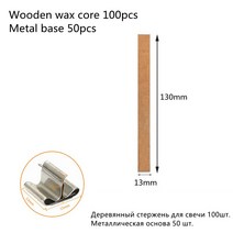 초심지 100pc Sustainer 탭 자료와 천연 나무 촛불 Wicks DIY 만들기 용품 간장 Parffin 왁 스 윅, 06 13x130mm 100pcs