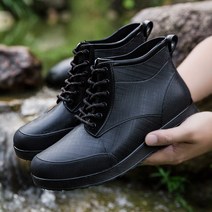 Juli 장화 남성 반바지 미끄럼방지 패션 방수 신발 작업 고무 로우탑 워터 슈즈, 40, 3312퓨어블랙