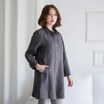 이헌영 이헌영 자수 포인트 린넨 롱 자켓 브라운 19B94035J0