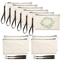 DIY 화장품 가방 펜 파우치를위한 손목 스트랩이있는 10 피스 열전달 빈 가방