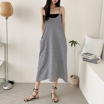 브리스살롱 중국No 국내생산 (bs2143) 데일리룩에서 바캉스룩 A라인 뷔스티에 체크 원피스