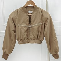 여성용 코드 크롭 항공 점퍼