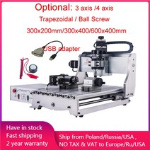 CNC 기계 3020 4 축 우드 라우터 3040 500W 금속 밀링 조각 PCB 알루미늄 조각사, T Screw 4 axis, CNC 300x400mm
