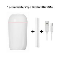 목공 인테리어 DIY 소품 420ML 대용량 사일런트 가습기 다채로운 야간 조명 USB 플매트 카펫 러그 아로마 디퓨저 연속/간헐적 인 모드 파인 스프레이, [02] White