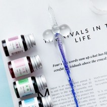 [갓샵]캘리그라피 독학 글라스펜 유리펜 딥펜 세트 5color, 단품, 색상:핑크|사이즈:21*6cm